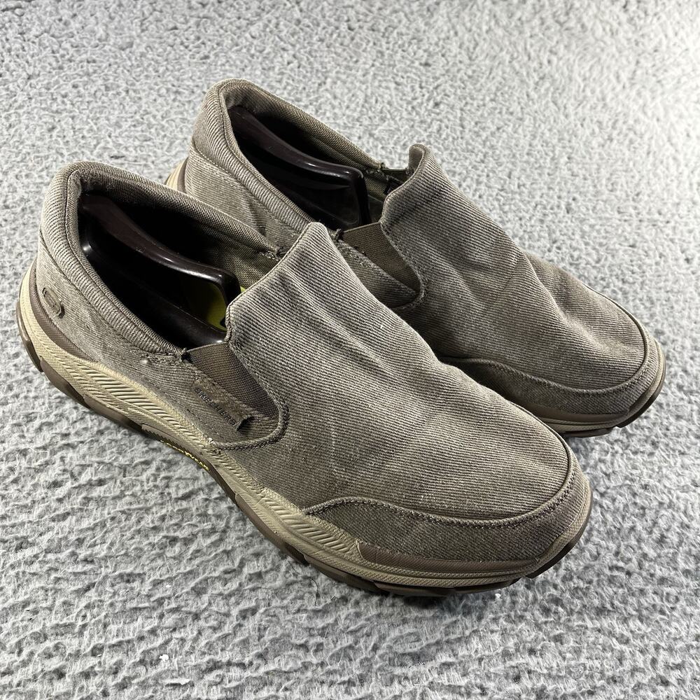 Skechers Men 11.5 Respected Fallston Slip On Shoes Taupe 204387 Goodyear Sole
